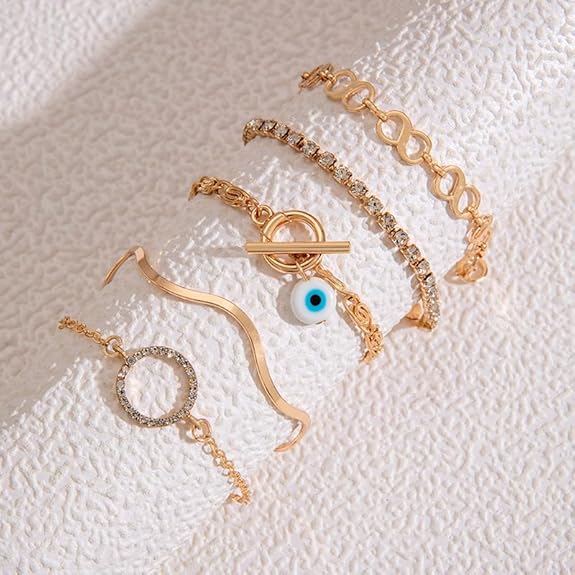 Shining Diva Fashion Evil Eye Charm Lucky Protection Bohemian Stackable Multilayer Beaded Bracelet for Women and Girls - Image 3