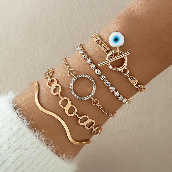 Shining Diva Fashion Evil Eye Charm Lucky Protection Bohemian Stackable Multilayer Beaded Bracelet for Women and Girls - Image 2